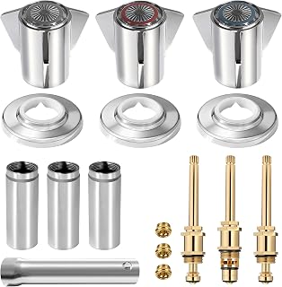 3 Handle Shower Valve Replacement/Remodeling Trim Kit, for Sayco Faucets Bathtub Shower, Includes 9B-3H, 9B-3C, 9B-5D Stems, Chrome（39620）