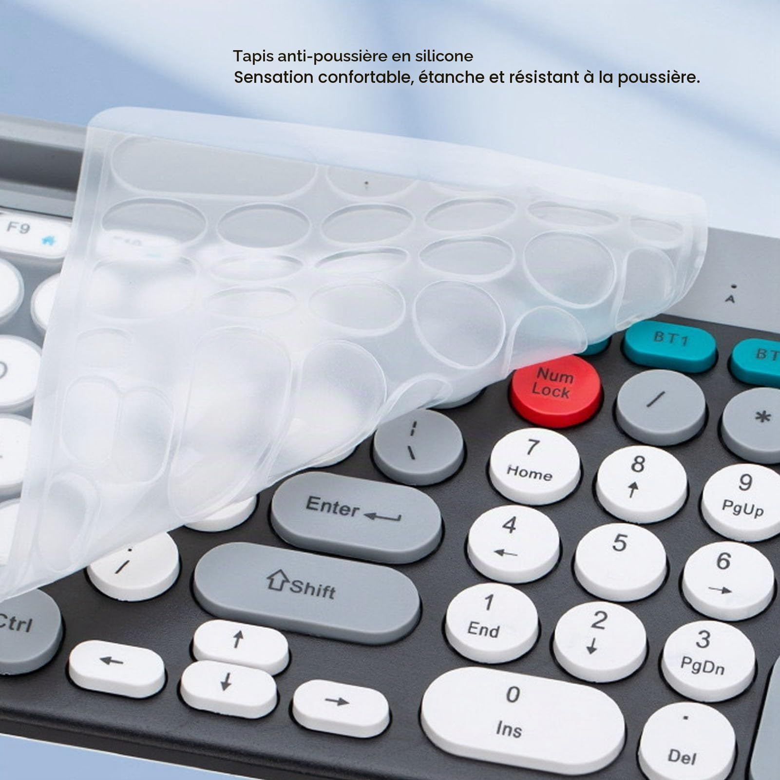 Jectse Ensemble Clavier et Souris sans Fil, Clavier Bluetooth Rétro Punk 2,4 GHz avec Support pour Téléphone et Tablette, Ensemble Clavier et Souris D'Ordinateur Pleine Taille Pouvant