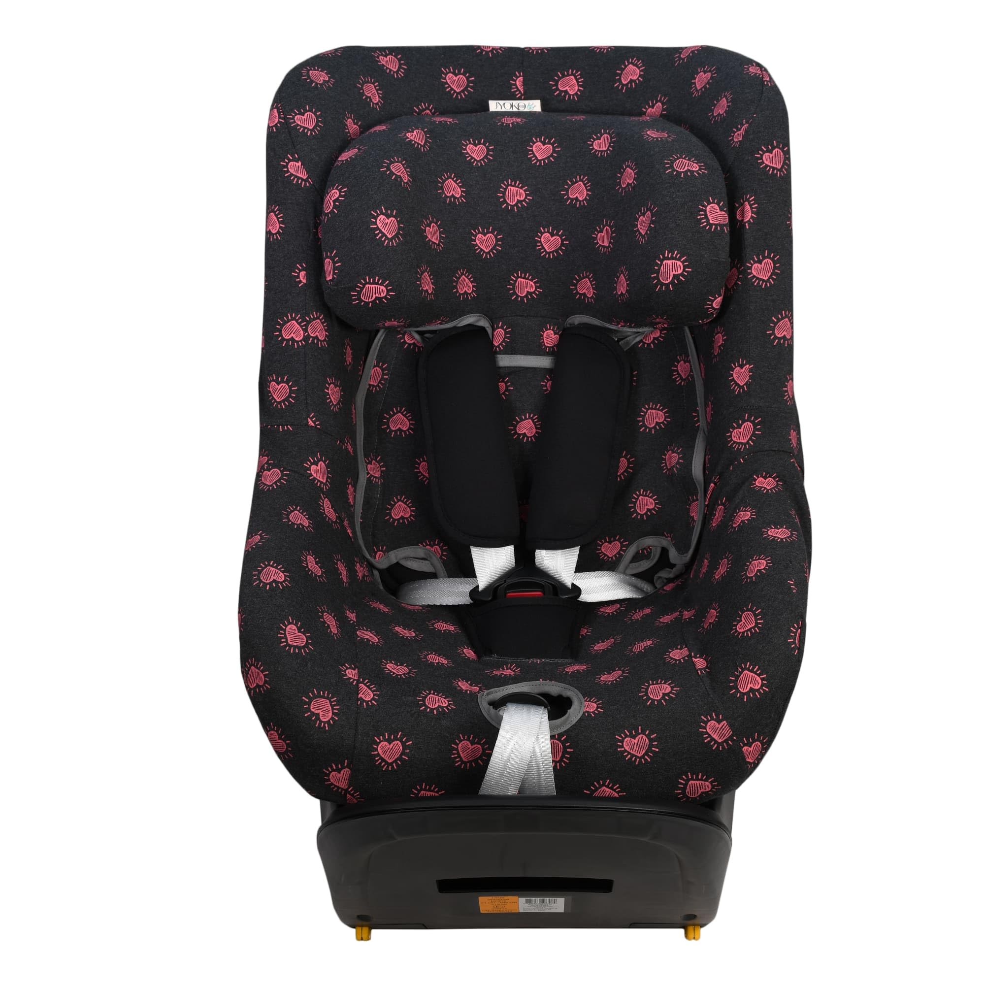 JYOKO KIDS Rivestimento per seggiolino auto in cotone compatibile con Maxi Cosi (Maxi Cosi Mica Eco I-Size, Fluor Heart)
