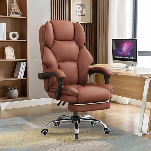 Silla de oficina con reposapiés, silla de computadora para juegos con altura ajustable, respaldo alto, silla giratoria ejecutiva para escritorio
