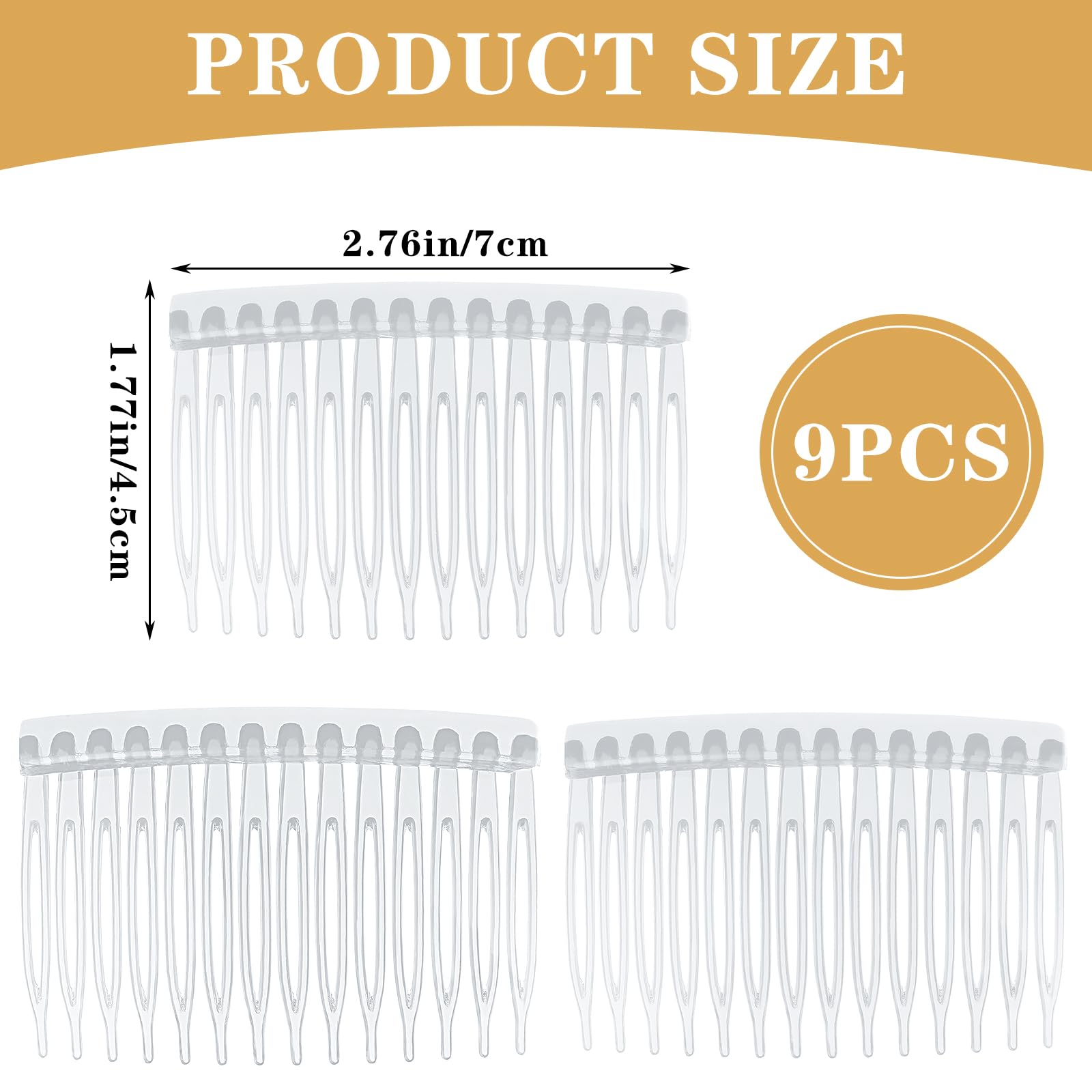 Peine para el pelo de 9 piezas para enganchar, peine lateral francés, peine de plástico pequeño, peine de giro francés, pinzas para el cabello con dientes para accesorios para el cabello