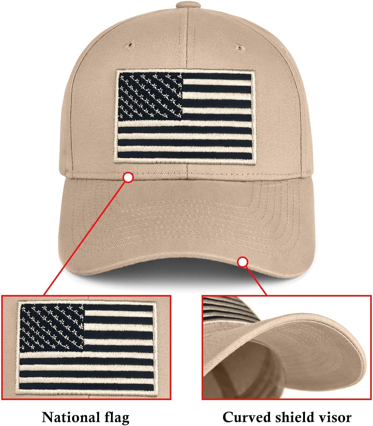 KIRAAT 3 Pack American Flag Baseball Cap Unisex,Low Profile USA Plain Dad Hat for Men&Women - Image 3