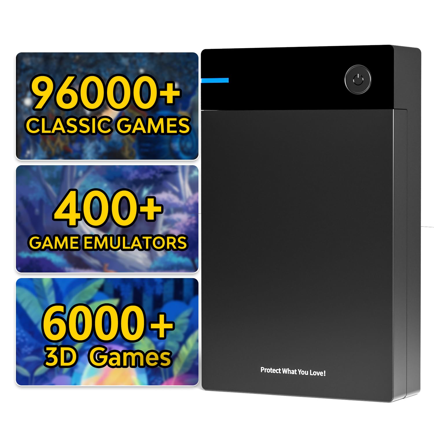 Kinhank 12TB Retro Gaming Hard Drive External Gaming Hard Drive with 96000 Classic Games 6000 3D Games Retro
