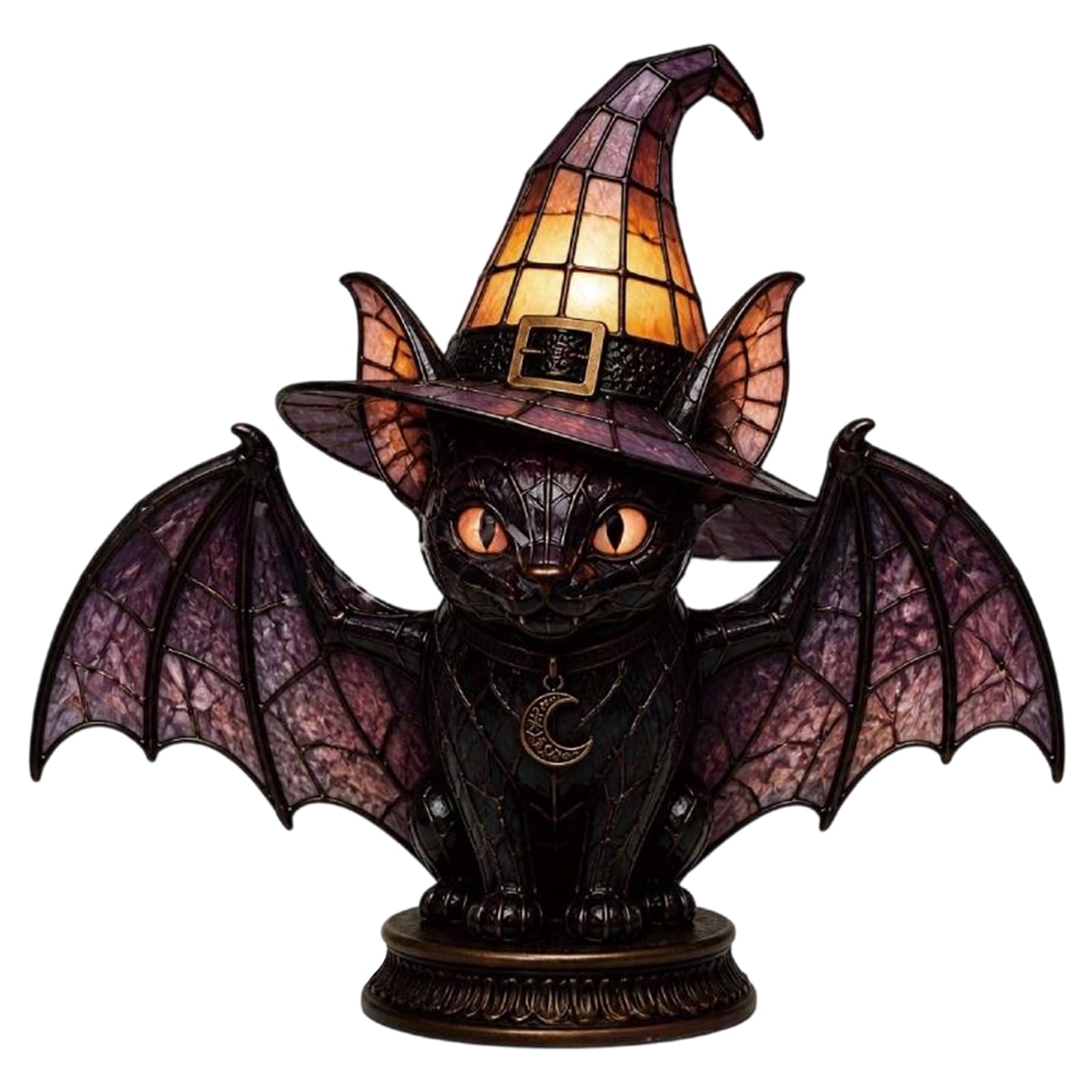 Halloween Gothic Night Light, 2D Acrylic Witch Hat Black Cat Ghost Lamp