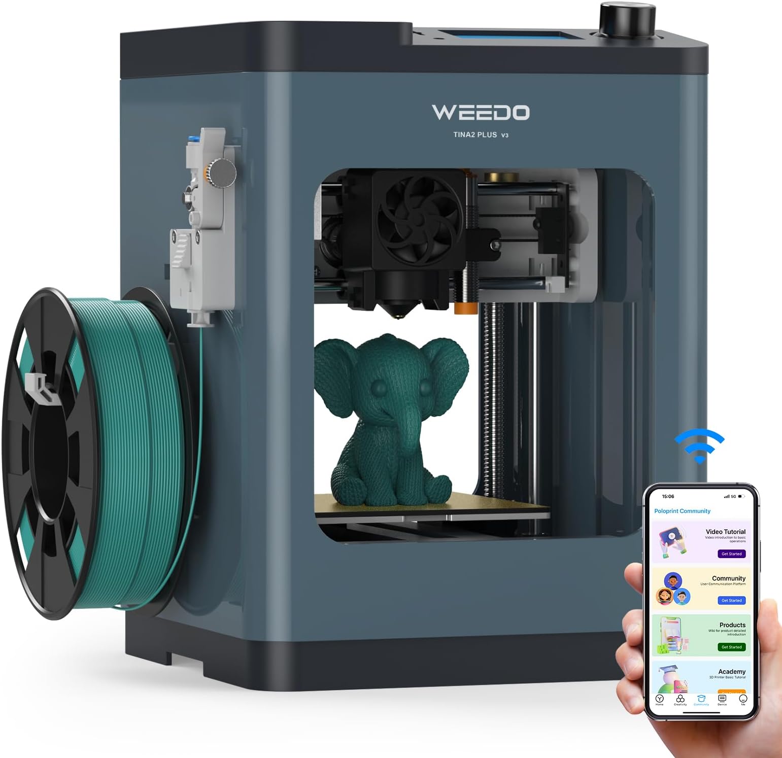 TINA2Plus 3D Printer, WEEDO 250mm/s High-Speed 3D Printers for Beginners and Kids, Fully Assembled and Auto Leveling, 3D Printer with Filament Detection​​ Sensor and PEI Plate, WiFi & APP Control