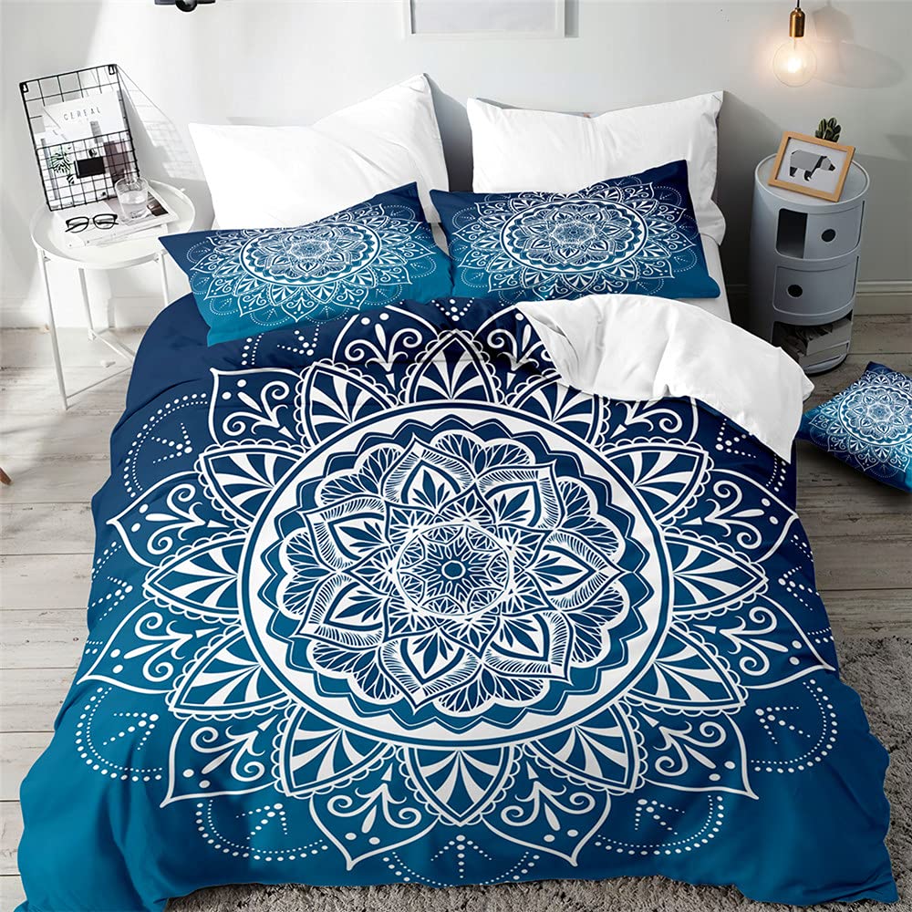 Surwin Mandala Juego de Cama 3 Piezas para Cama 90, 135 o 150cm, Microfibra 3D Juegos de Fundas para Edredón con Funda Nórdica y 2 Funda de Almohada (H,220x240cm)