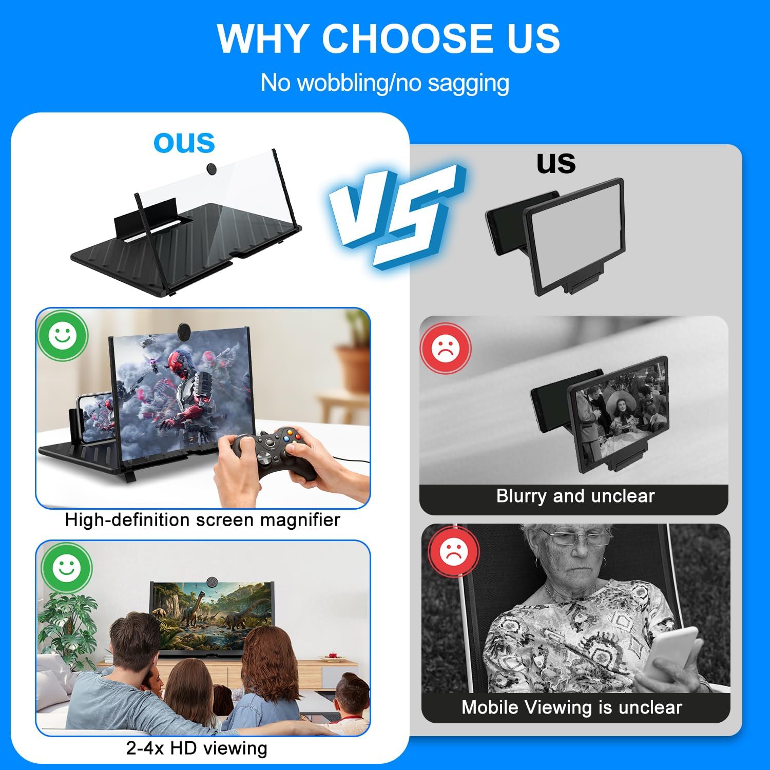 20 Inch Phone Screen Magnifier, Pull-Out Type Big Screen Magnifier for Cell Phone, Portable Mobile Phone Amplifier for Watching Video and Shows