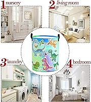 Vista 6 de Custom Cute Baby Elephant Laundry Hamper Personalized Laundry Basket with Name Storage Basket with Handle for Bathroom Living Room Bedroom