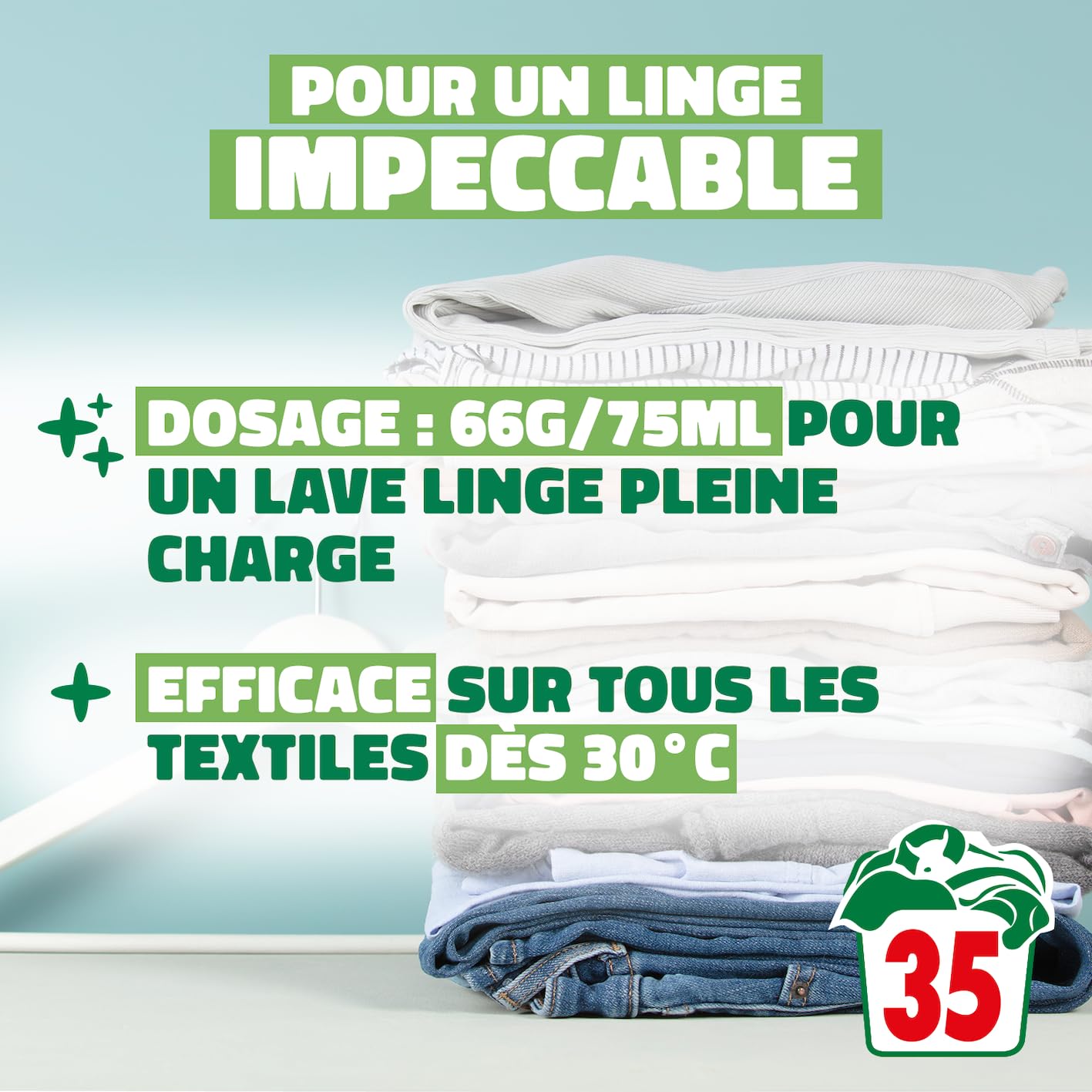 RAINETT - Lessive Poudre Peaux Sensibles - Formule Hypoallergénique - Tensioactifs d'Origine Végétale - Carton Recyclé & Recyclable - Ecolabel - Aloe Vera - 35 Lavages - 2,345 kg