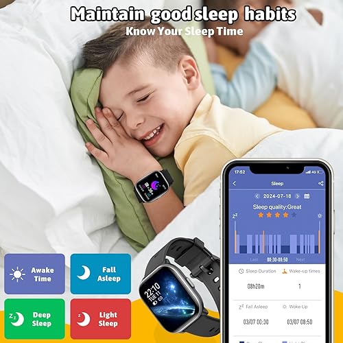 Miniatura 5 de Reloj inteligente para niños, reloj para niñas y niños con 20 modos deportivos, podómetro, monitor de sueño, relojes deportivos para niños, regalos