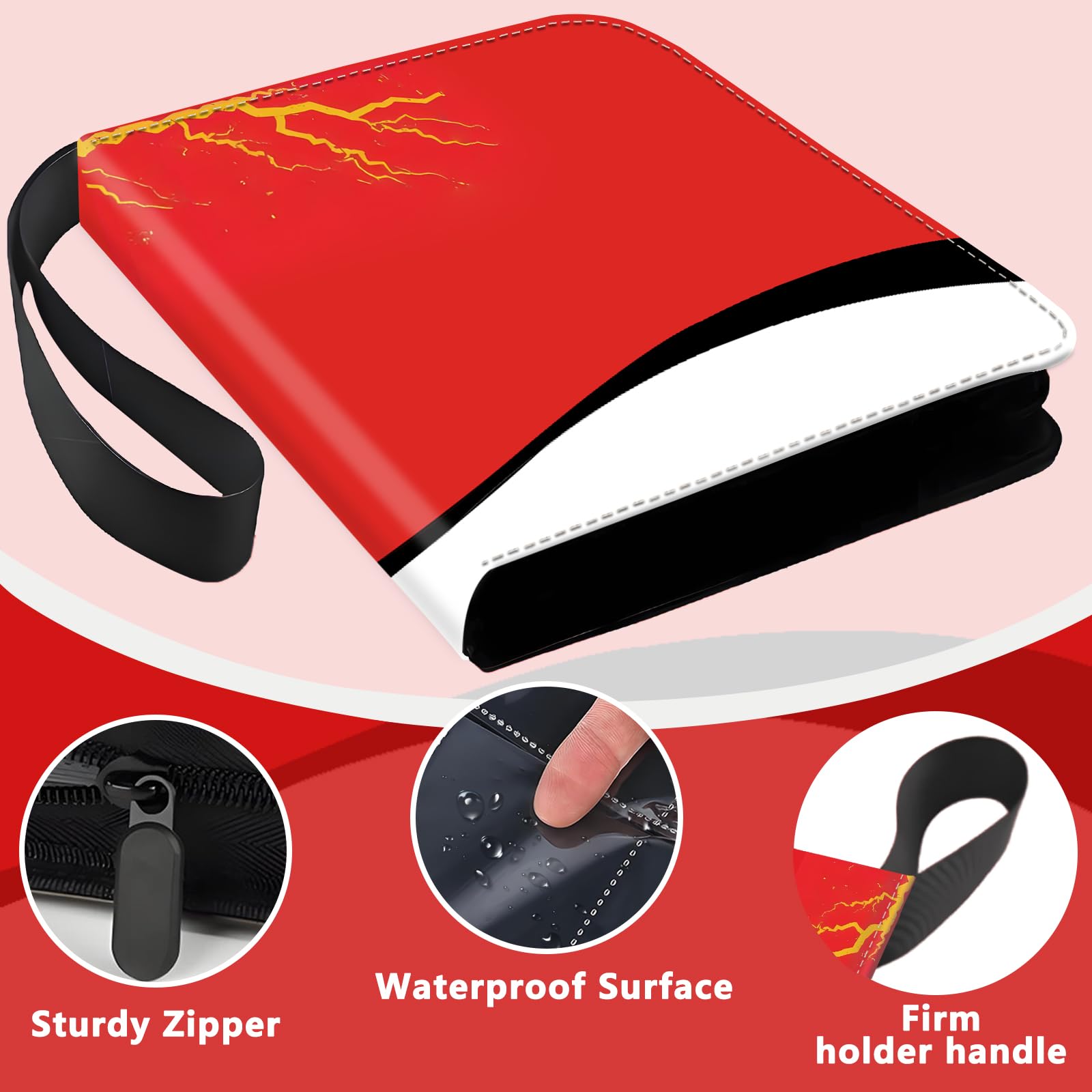 Kartenbinder 4 Taschen Reißverschluss Sammelkartenbinder für 400 Karten, PU Collection Binder mit abnehmbaren Hüllen für 50 Seiten, Tragbares Sammelalbum, Kartenbuch für Spielkarte, Sportkarten