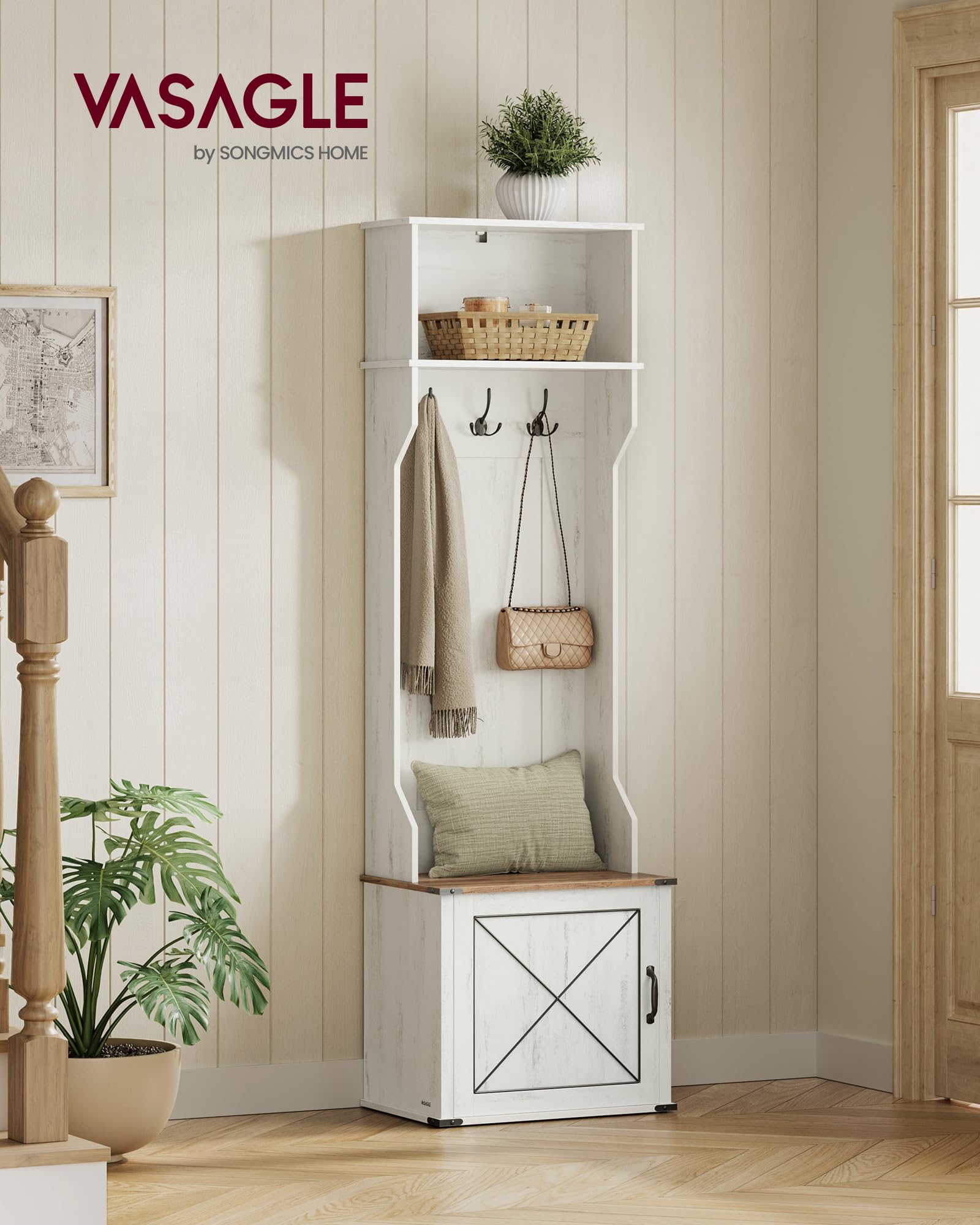 Amazon.com: VASAGLE Hall Tree with Bench and Shoe Storage, Coat