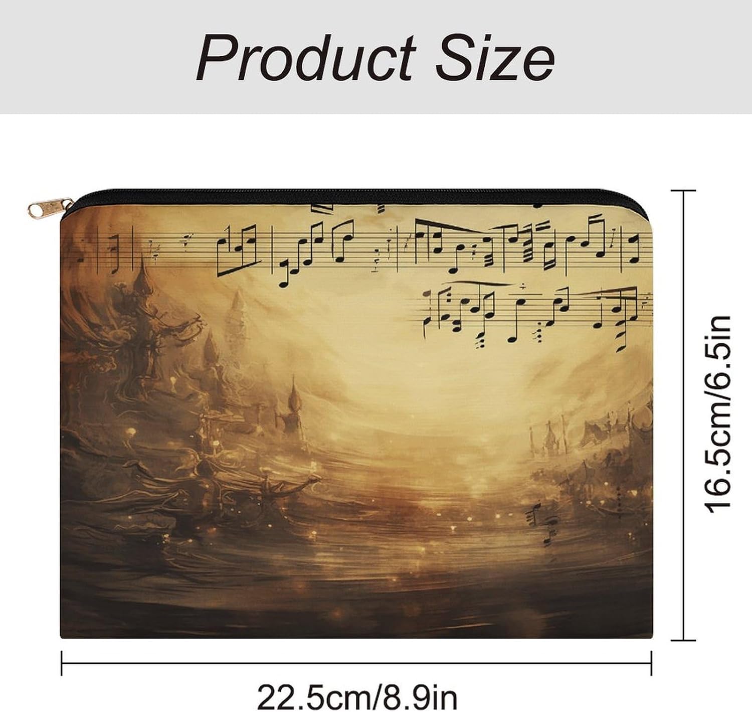 Sheet Music Makeup Bag Large Capacity Cosmetic Bag for Women Multi-Function Small Zipper Pouch Portable Travel Toiletry Bags Personalized Makeup Bags for Purse image 2