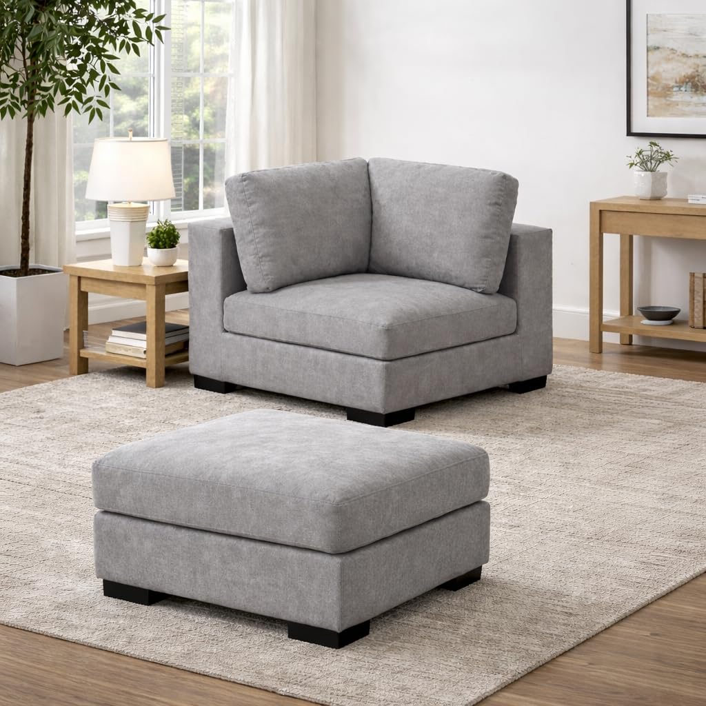 Torque - Arina 1 Seater Corner Sofa with Ottoman for Living Room, Bedroom, Office (Grey) | 1 Year Warranty-image-27