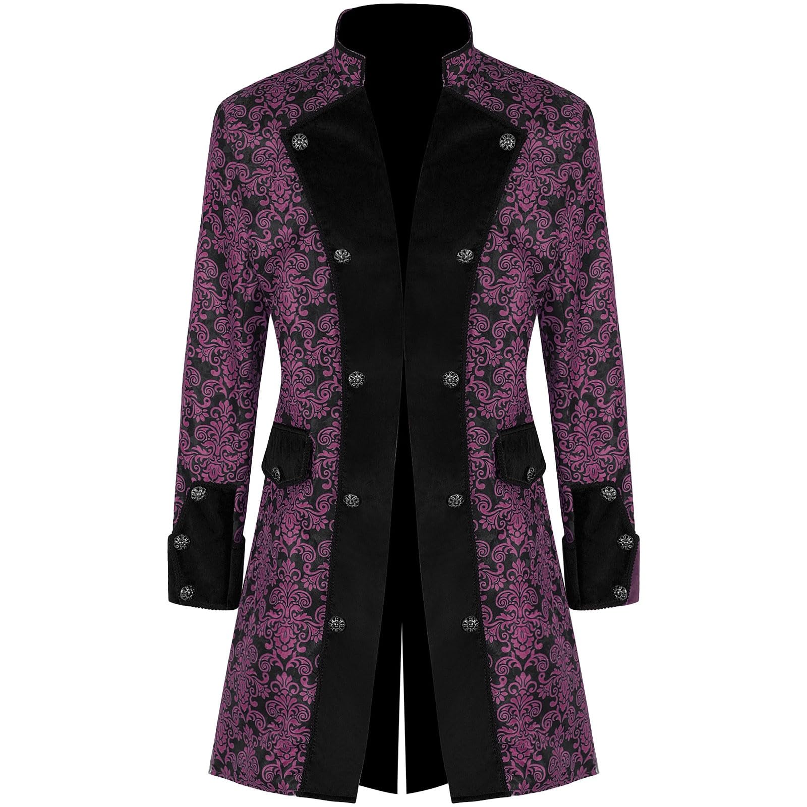 Generico Cappotto Uomo in Tinta Unita Fashion Retro Steampunk con Collo Alto Giacca Elegante e da Uniforme per Uomini Cappotti per Uomini