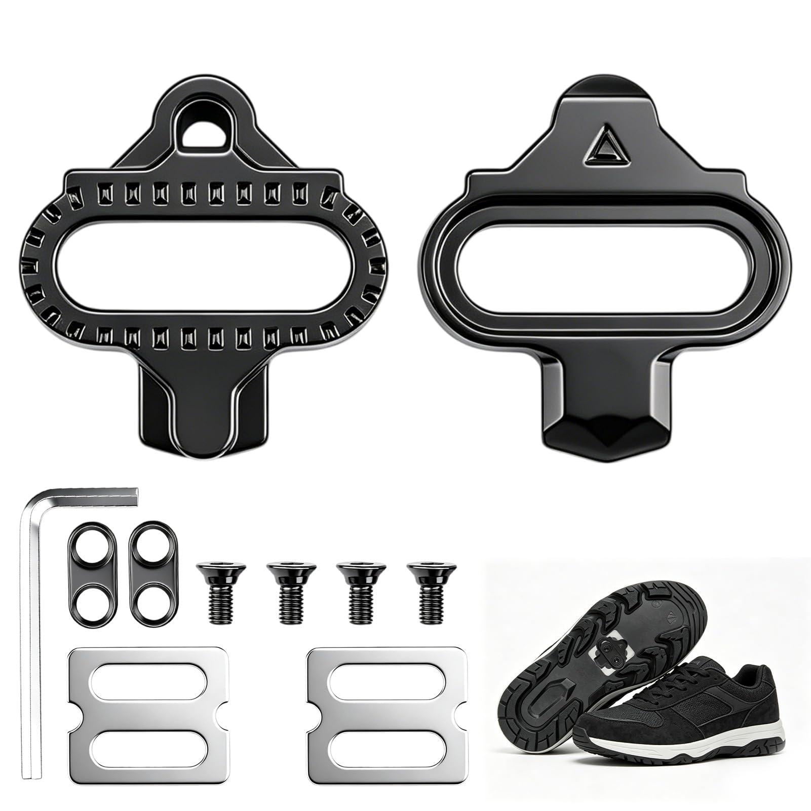 NYVOR SPD Cleats für Kompatibel mit Shimano SPD 2-Loch-Pedale Wahlweise SH51 12° Float oder SH56 Multi-Release, rutschfeste Cleat-Plates mit Schrauben & Unterlegscheiben, Flintronic Fahrrad Cleats Sport & Freizeit
