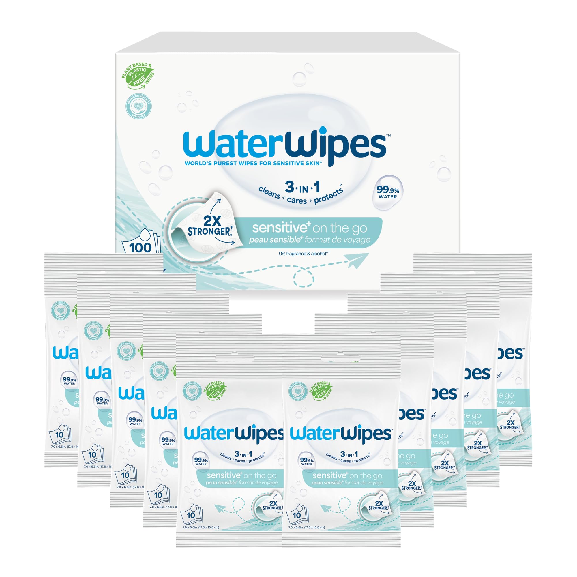 Photo 1 of WaterWipes Sensitive+ On-The-Go Wipes, 100 Count