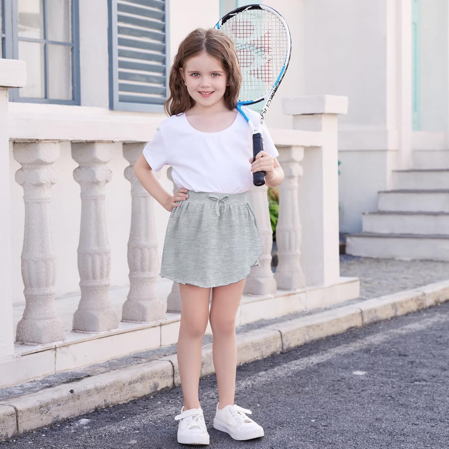 2 Pack Toddler Girls Skirts Skorts Built in Shorts Elastic Flared Baby Flowy Tennis Athletic Skirts Skorts for Girls - Image 4