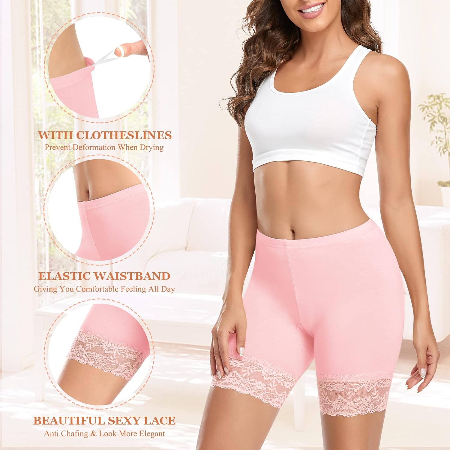 DERCA Womens Lace Slip Shorts for Under Dresses Anti Chafing Underwear Mid Thigh Boyshorts Panties Under Skirts - Image 4