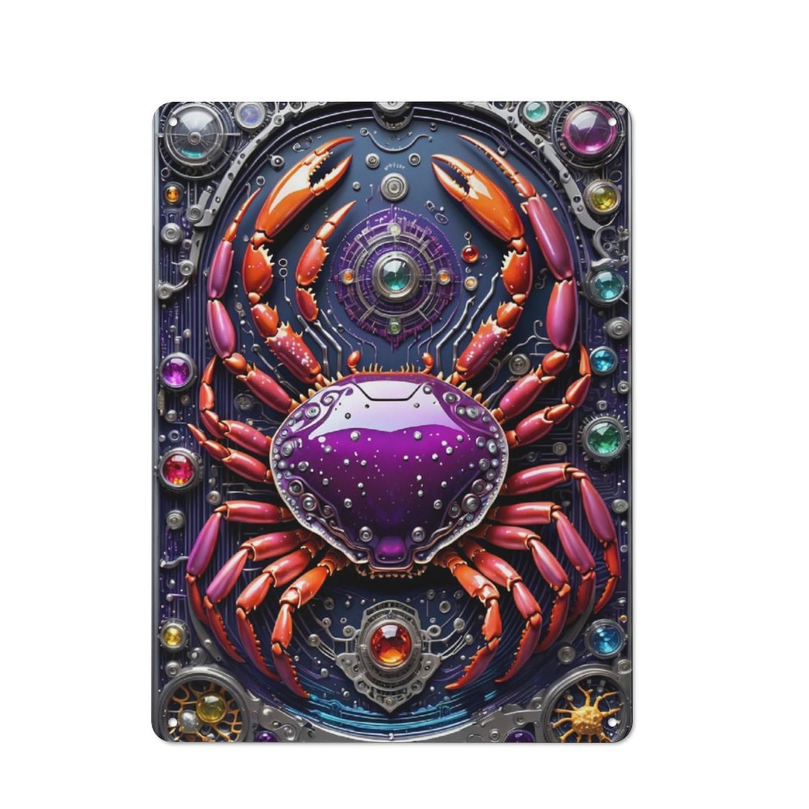 Steampunk Crab Chronicles Rustic Metal Sign 40x30cm, Country Vintage Country Wall Plaque for Cottage, Kitchen, Hallway Or Breakfast Nook