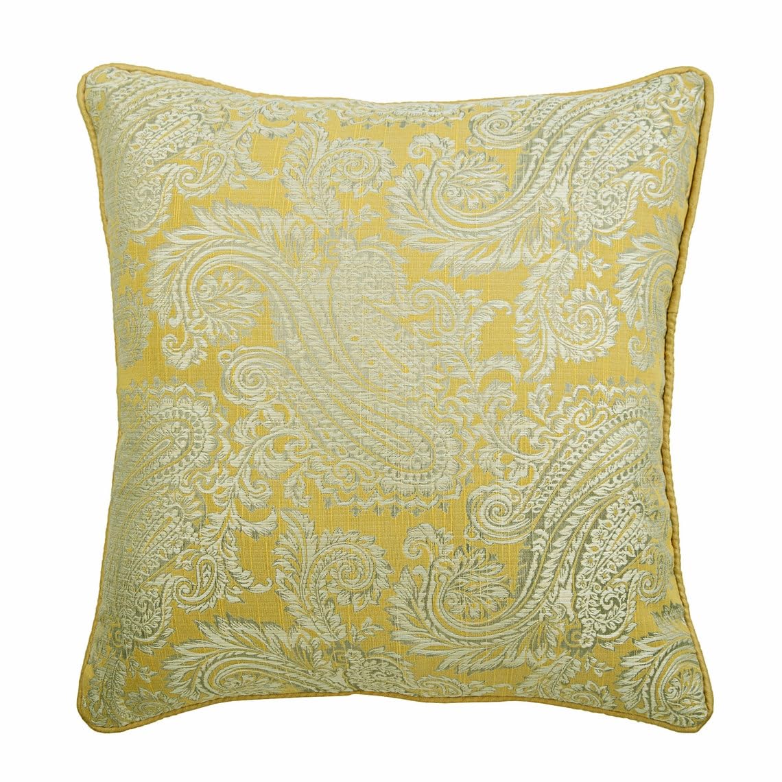 The HomeCentric Yellow Decorative Throw Cushions Covers, 40 x 40 Paisley Cushion Covers, Jacquard Weave Paisley Couch Cushions, Yellow Cushion Covers 40x40 cm (16x16 inch) - Paisley Yellow Scents โ image 1