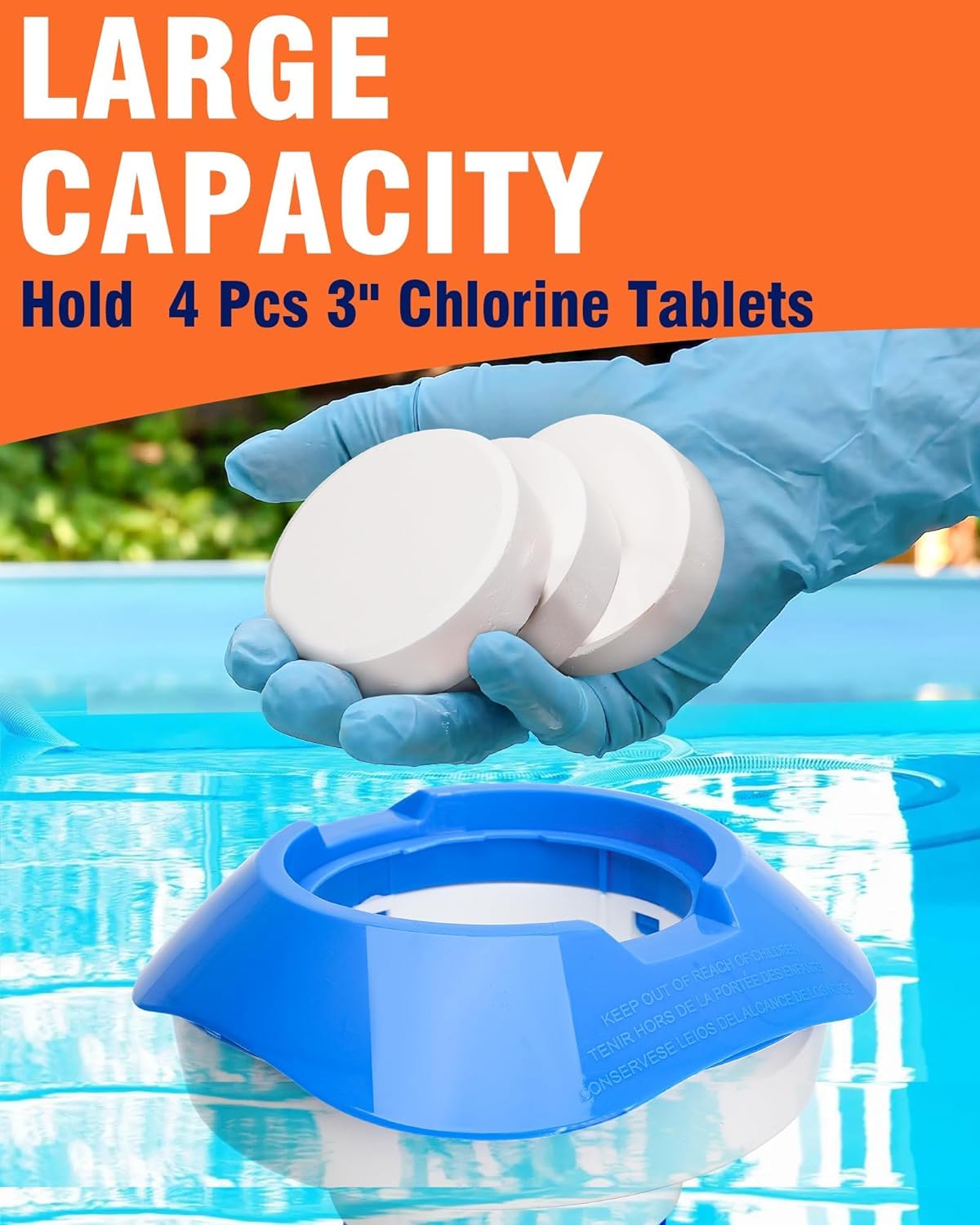 7 Pouces Distributeur de Chlore Flottant, Distributeur de Chlore pour Piscine, Diffuseur Flottant, Diffuseur Chlore Piscine, Distributeur de Chlore, pour Piscine/Spa/Aquariums