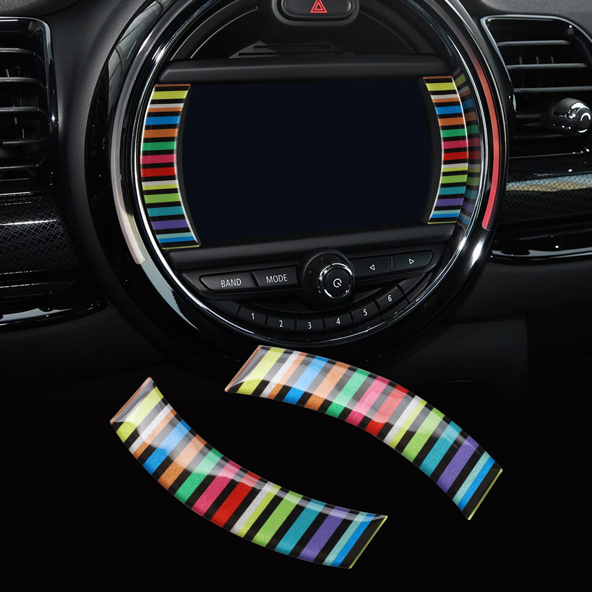 TOMALL Car Central Control Navigation Screen Stickers Compatible with Mini Cooper Clubman Countryman F54 F55 F56 F60 Center Console Display Frame Trim Interior Decals for Car Accessories (Colorful)