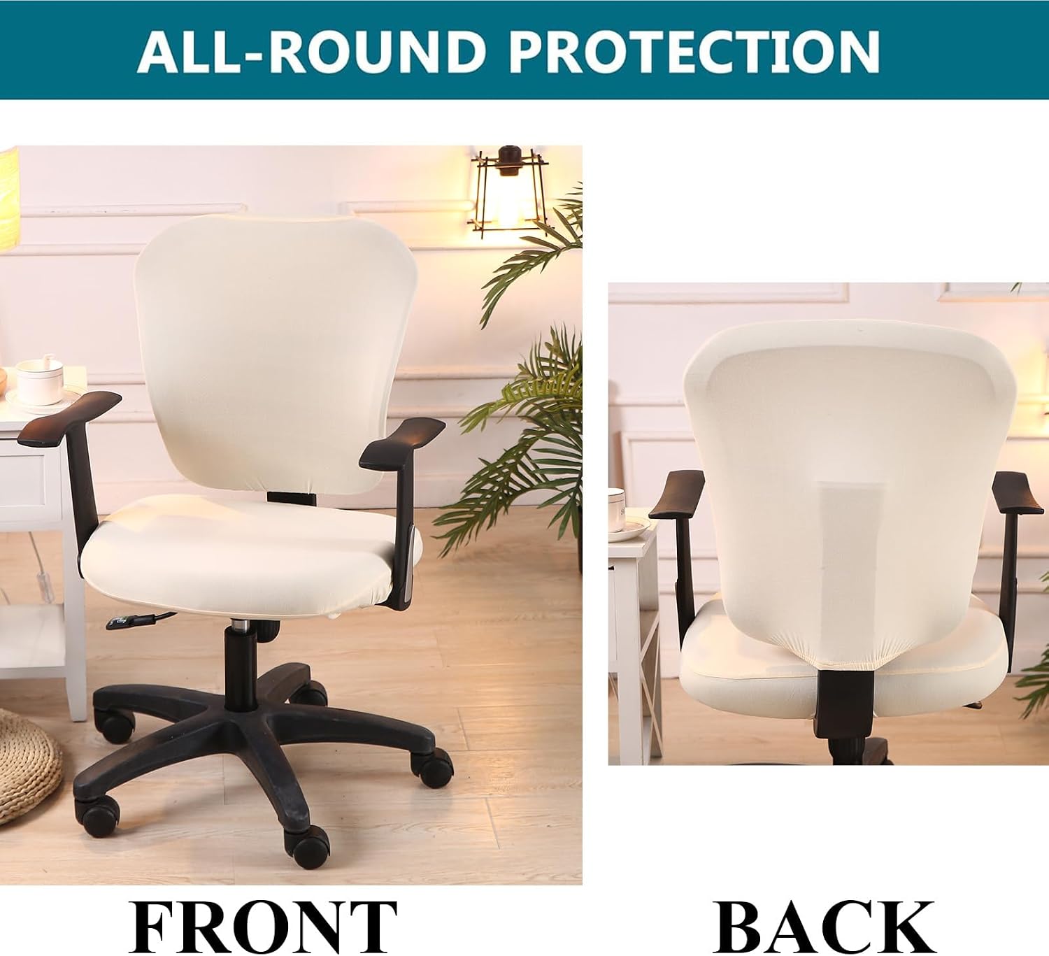 Office Computer Chair Cover Stretch Universal Jacquard Seat Slipcover 2 Piece for Desk Rotating Armless Chair, Removable Washable Anti-dust Chair