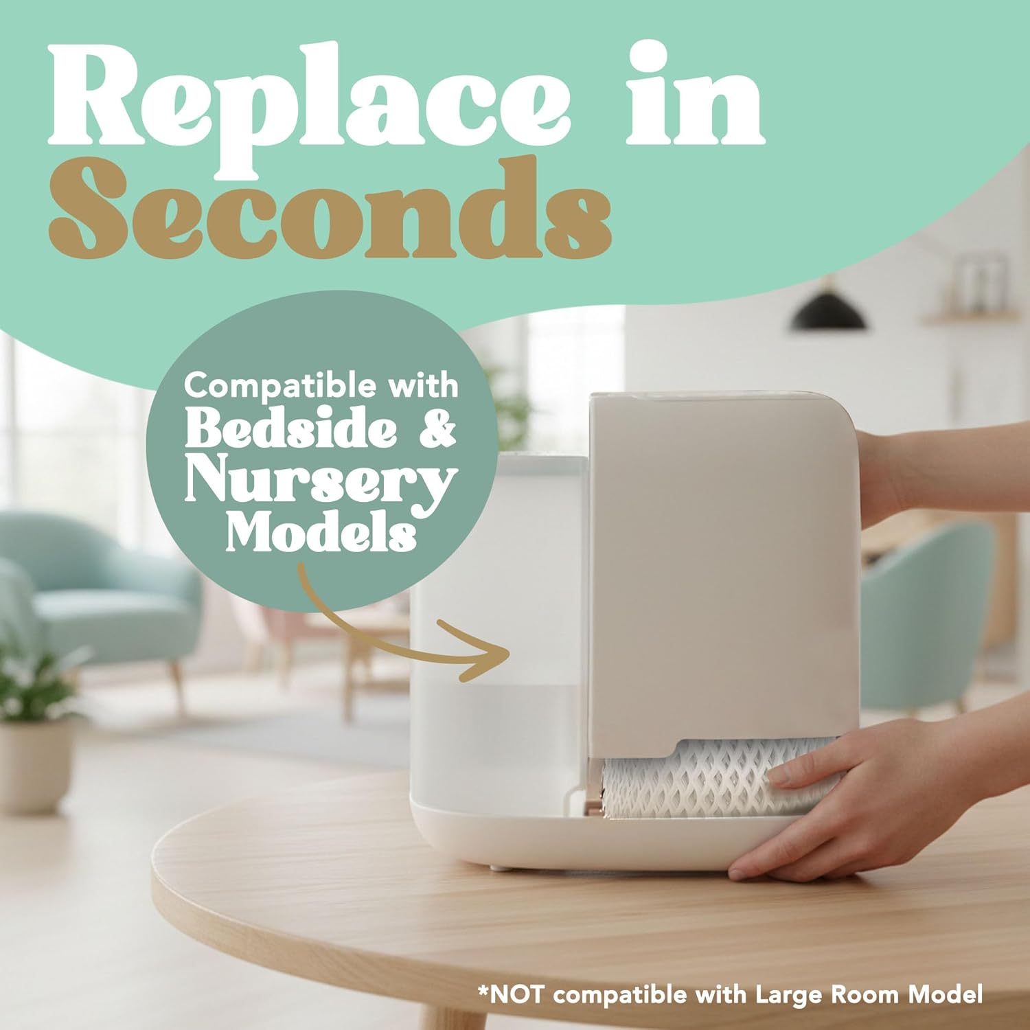 Durabasics Humidifier Filter Replacement – Compatible with Canopy Bedside Humidifiers (4 Pack), Wick Filters, Wood Pulp Paper, Helps Capture Minerals, Replace About Every 6 Weeks