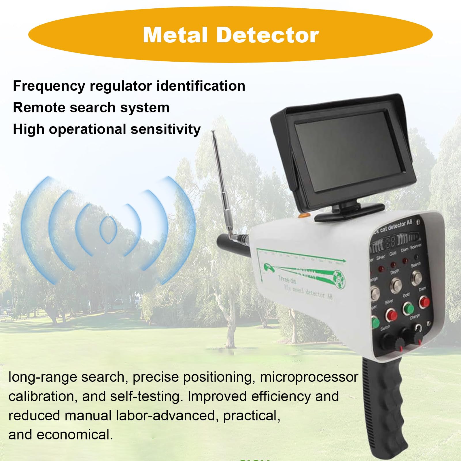 Detector de Metales Profesional, EscáNer De Metal Profesional con Pantalla, Detector para Oro, Plata, Cobre, Piedras Preciosas, Diamante, Detector de Oro