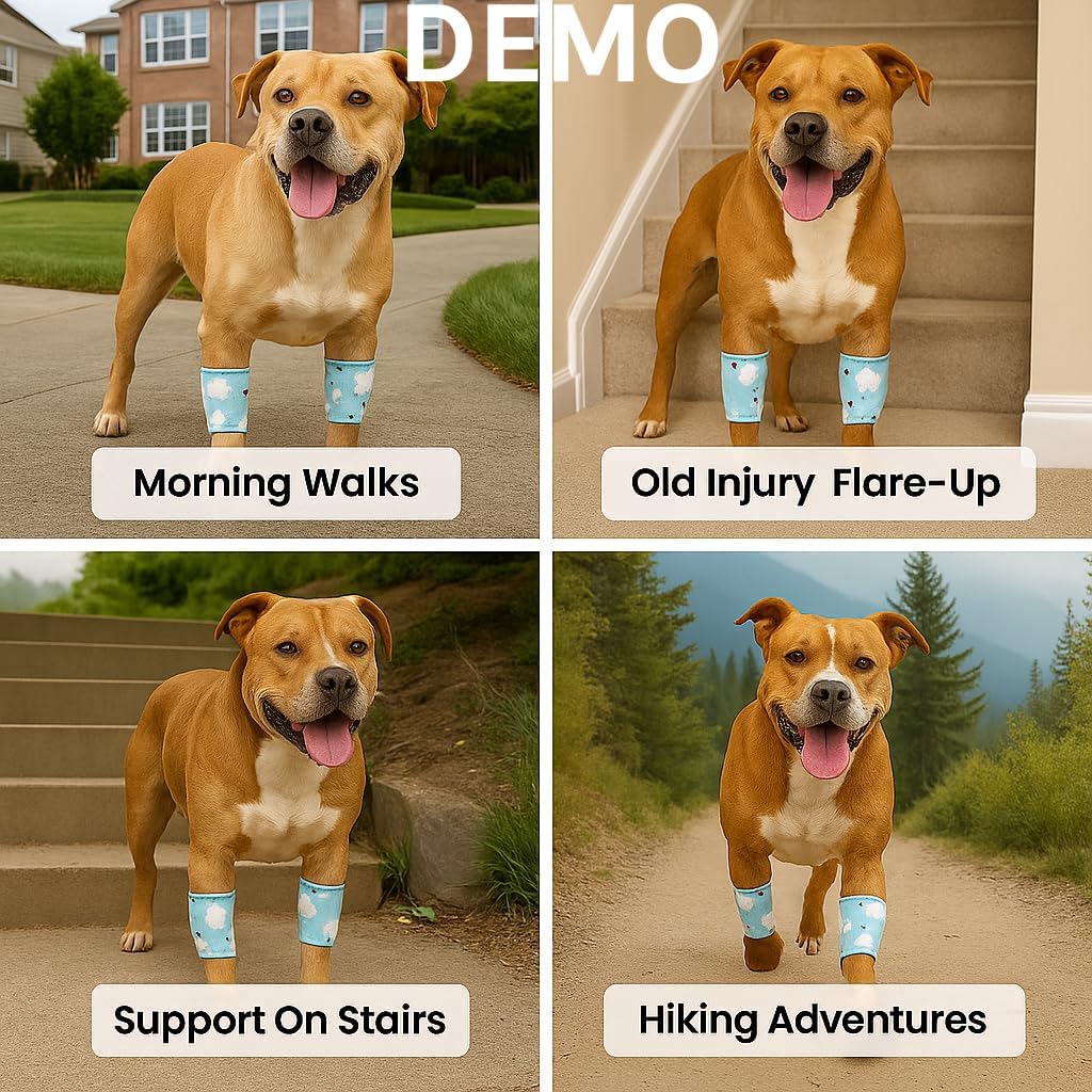 LovinPet Dog Leg Sleeves for Medium & Large Dogs, Set of 2 Anti-Lick Leg Wraps for Front & Hind Legs, Adjustable Soft Elbow & Leg Covers for Hotspots, Wounds, Calluses, Non-Brace, Unicorn Print, Blue - Image 7