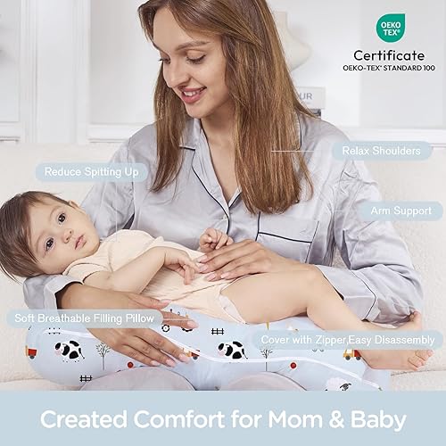 Miniatura 3 de Little Grape Land Almohada de lactancia para lactancia, almohada transpirable para lactancia materna y posicionador con funda extraíble para más