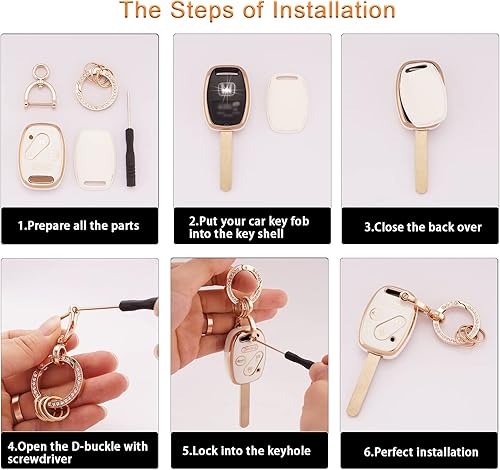 Miniatura 3 de EKALA Funda para llavero Honda, TPU suave, protección completa, funda inteligente con llavero brillante para Honda Accord Civic CR-V Pilot Element 4