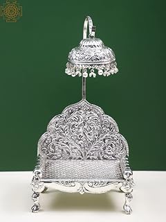 Exotic India 11" Royal Throne for Your Favourite Deity in Copper - Copper