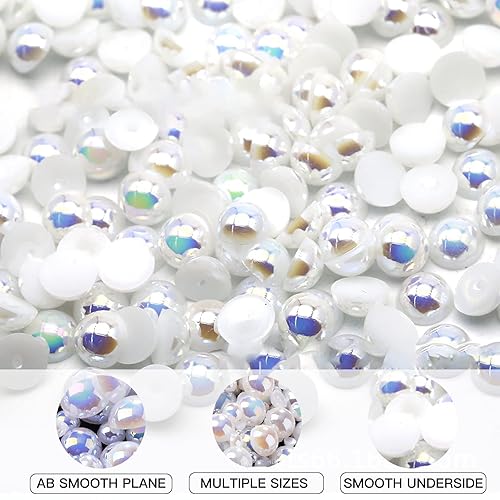 Miniatura 2 de Dos cajas, 3600 piezas de perlas AB con parte trasera plana para manualidades, kit de diamantes de imitación de cuentas semicirculares de varios