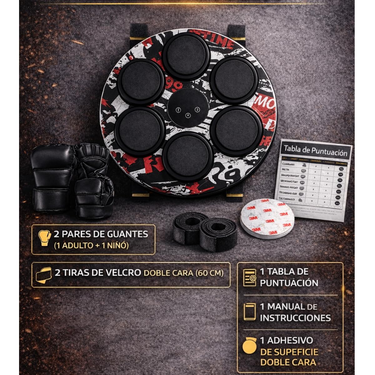Maquina Boxeo Musical Pared, Boxeo en casa, Boxeo Pared Musical, Boxeo niños, Maquina Boxeo, Boxeo Infantil, Boxing Machine, Incluye 2 Pares de Guantes y Tablero de puntuación