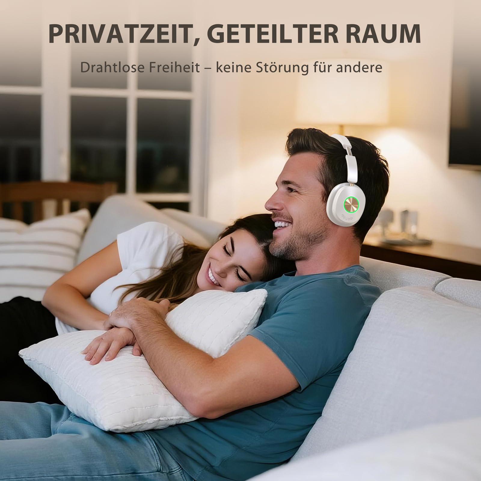 Earbay TV Kopfhörer kabellos,Fernsehkopfhörer, Funkkopfhörer für Fernseher mit Sender-Ladestation, 3 Audiomodi, Keine Verzögerung, Über-Ohr für Senioren, Plug and Play, Weiß