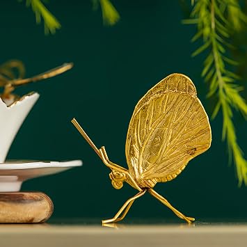 Gold Brass Butterfly Figurines, Elegant Decorative Butterfly Sculptures for Home Decor, Garden Ornaments,Metal Insect Art for Shelf, Table,Desk 1pc