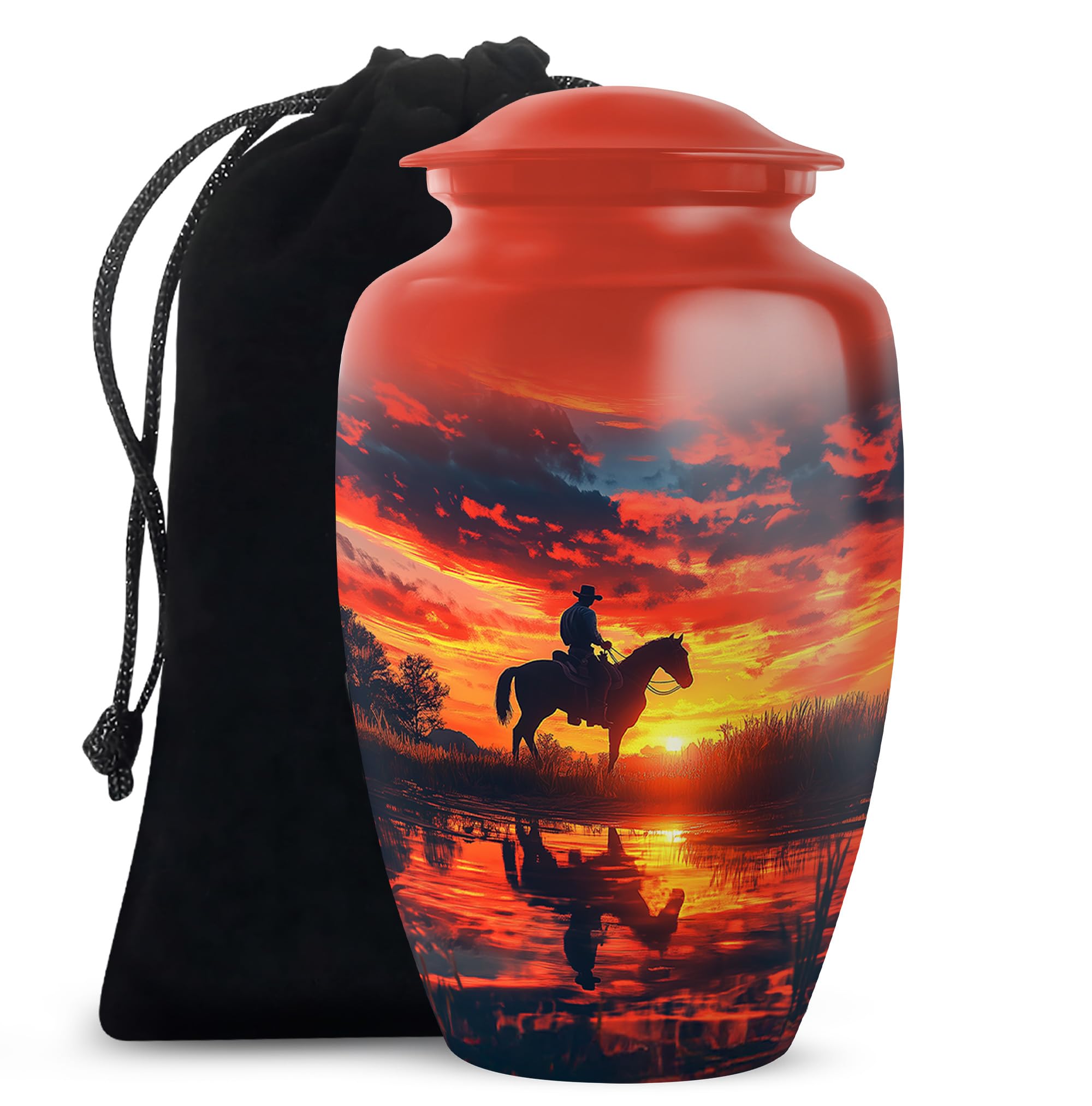 Cowboy Urn - Large Urn for Ashes Adult Male - Unique Cremation Urn for Human Ashes - Companion Urn for 2 Adults - Memorial Ash Container for Men &amp; Women - 10" Set of 1