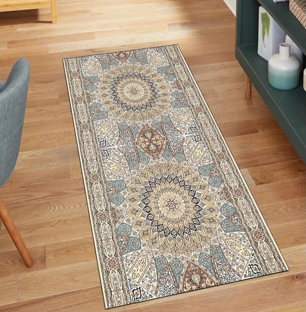 Alfombra larga para pasillo lavable y antideslizante estilo boho