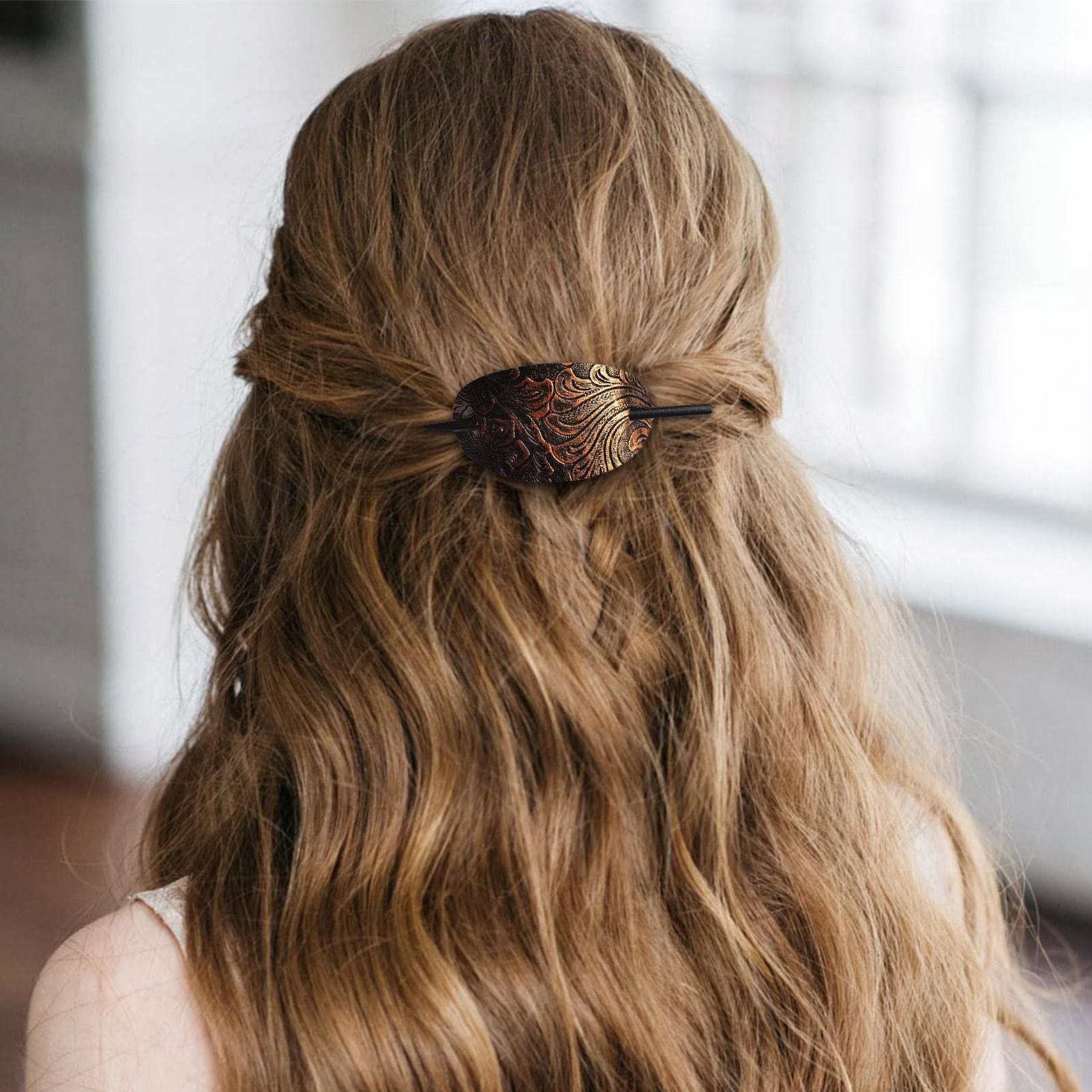 Faux Leather Hair Barrette, Bohemian Style. Used. Amazon.com : Juinte Hair Clip, 5 Pieces Faux Leather  main image 3