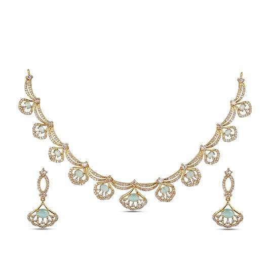 Buy ZYRA JEWELS Stylish AD Choker Necklace Set with Earrings