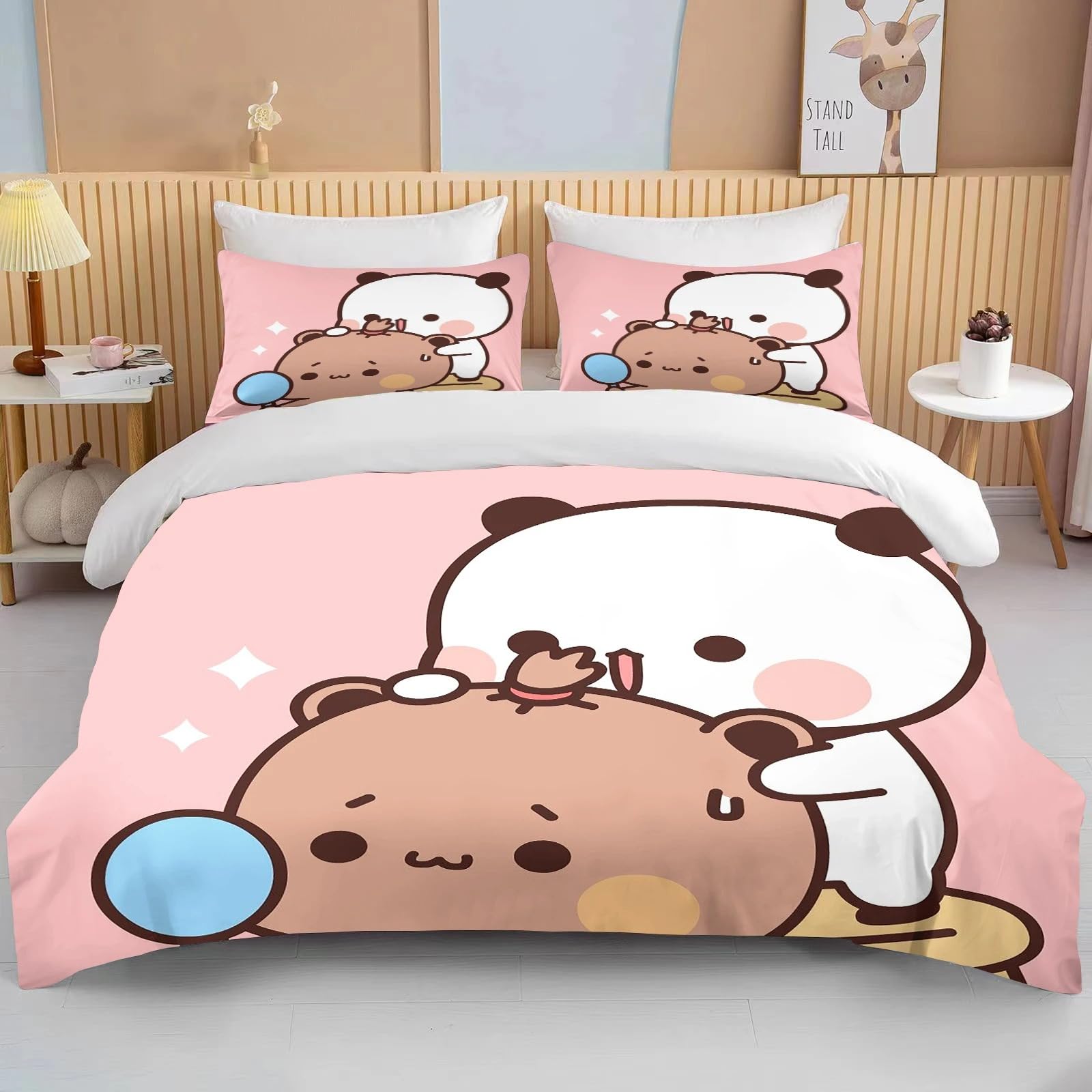 Linge de lit panda 3D en lin microfibre premium - Confort hypoallergénique et douceur absolue