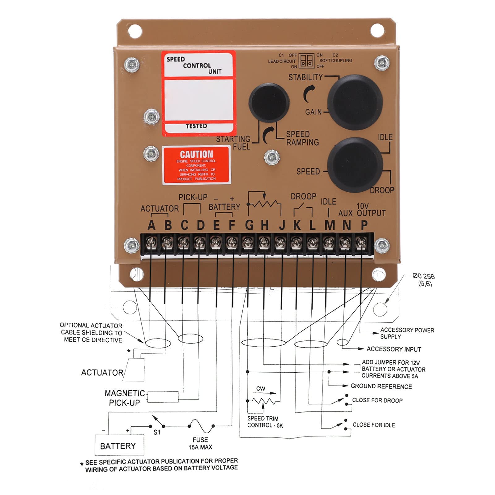 Cryfokt Elektronischer Motordrehzahlregler DC 12 V 24 V PWM-Motordrehzahlregler Stufenlose Variable Drehzahlregelung Aluminiumlegierung mit Geschlossenem Regelkreis für Motorgenerator mit Schutz