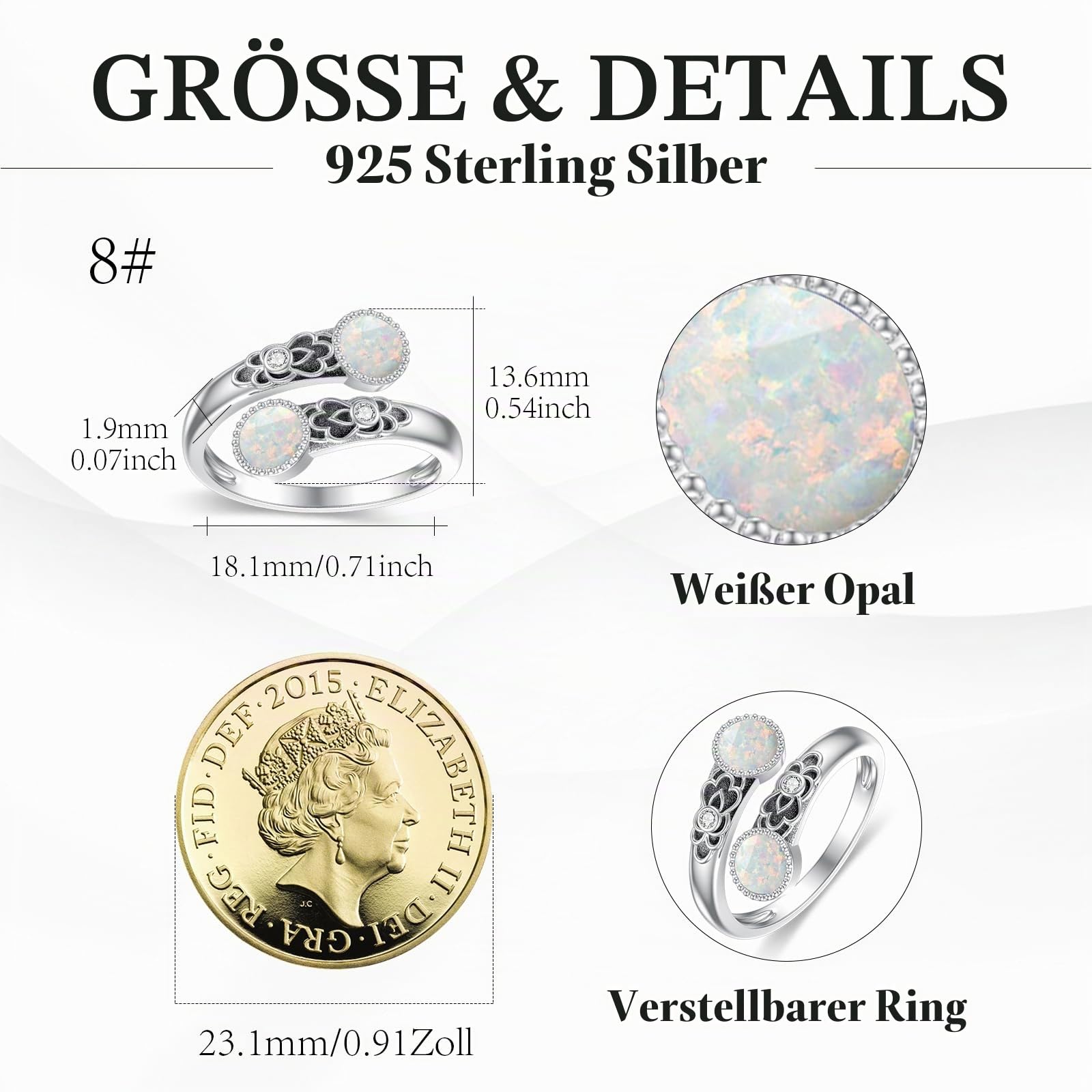 Lapis Lazuli/Rosa Opal/Türkis Ring 925 Sterling Silber Doppelstein Ringe Vintage Blumen Ring Verstellbarer Ring Schmuck Geschenk Für Damen