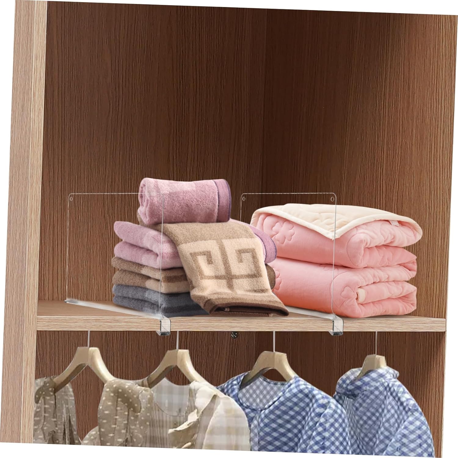 6Pcs Closet Shelf Dividers Sturdy Separators for Closet Organization Optimizes Space Cabinets Pantry and Bookshelves
