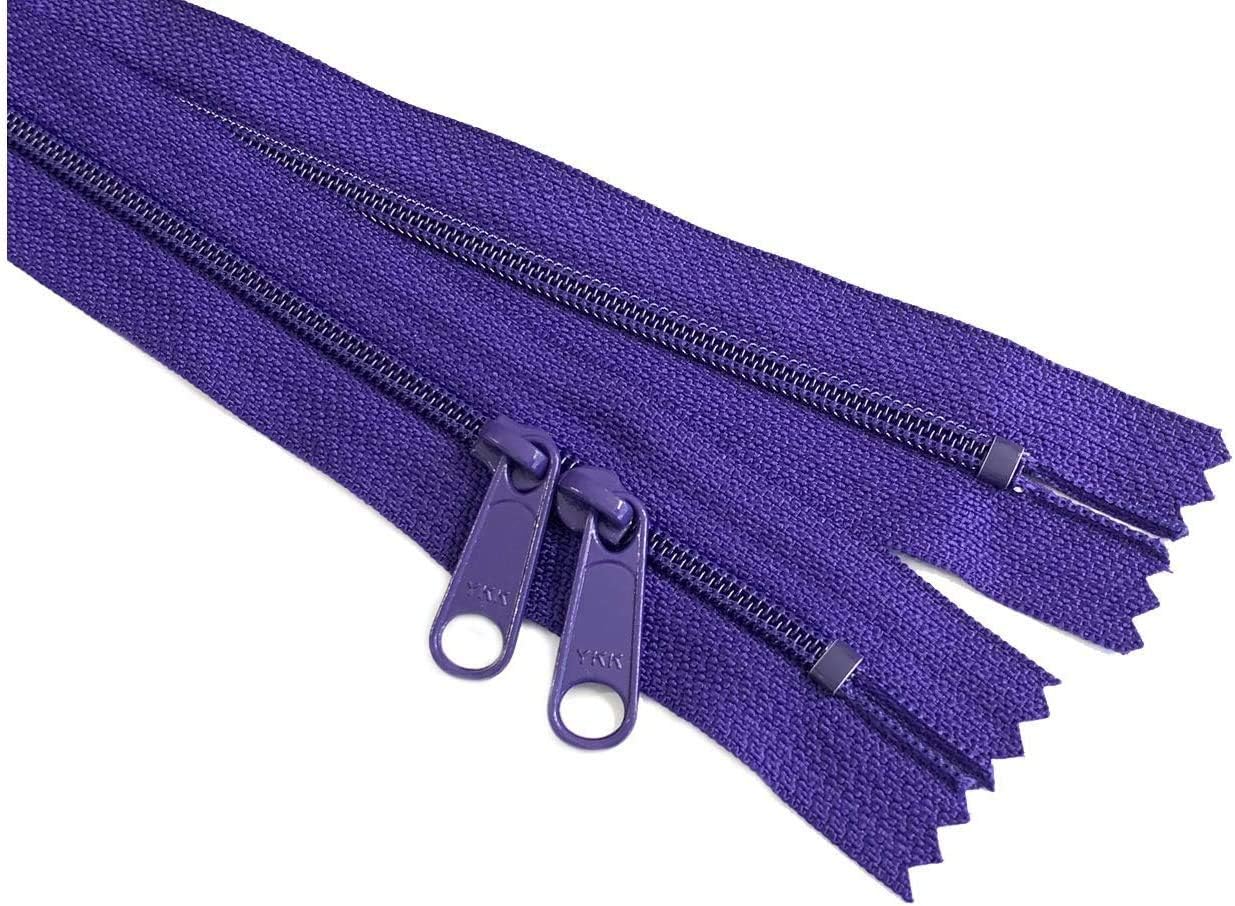 30" Inches Double Slide Zippers - YKK #4.5 Coil with Closed Bottom Two Head to Head Long Zipper Pulls. - Assorted Colors - Choose Quantity - Made in The United States (18)