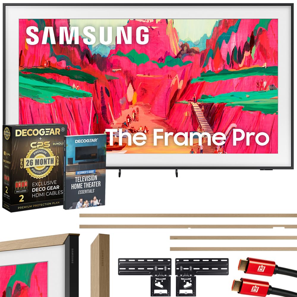 Samsung 75 The Frame Pro LS03FW 4K Neo QLED TV 2025 Bundle with Modern Teak Bezel CPS 26