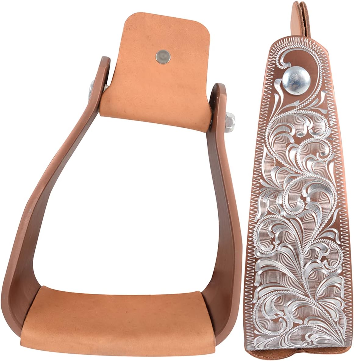 Cashel 3in x 5.5in Slanted Engraved Stirrups Brown