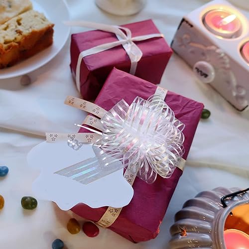 Miniatura 9 de EXCEART 20 lazos de regalo de organza grandes para envolver regalos, cinta blanca para Navidad, vacaciones, cumpleaños, boda, regalo, floristería,